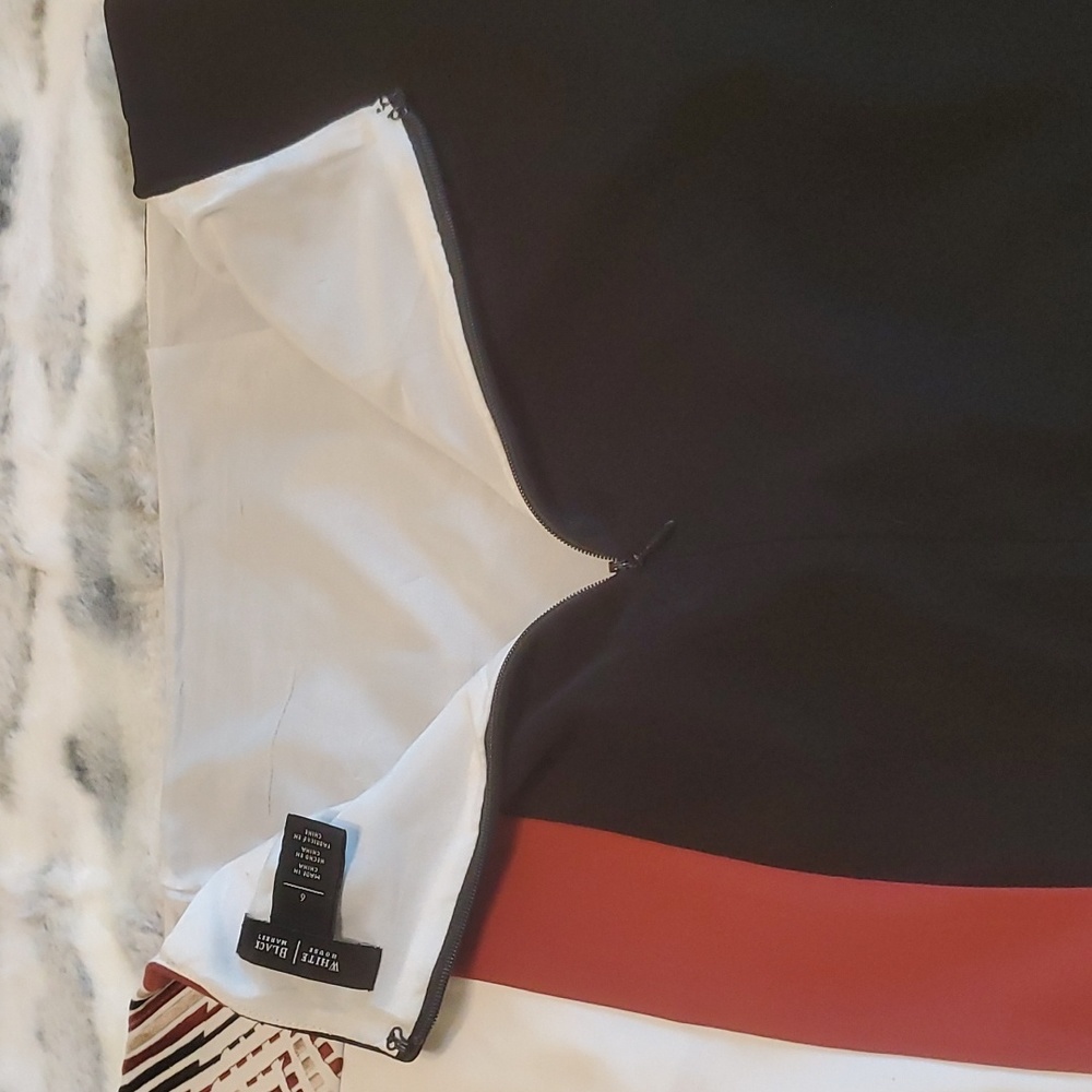 White House Black Market Black, White & Rust Colorblock Mini Skirt - Picture 4 of 7